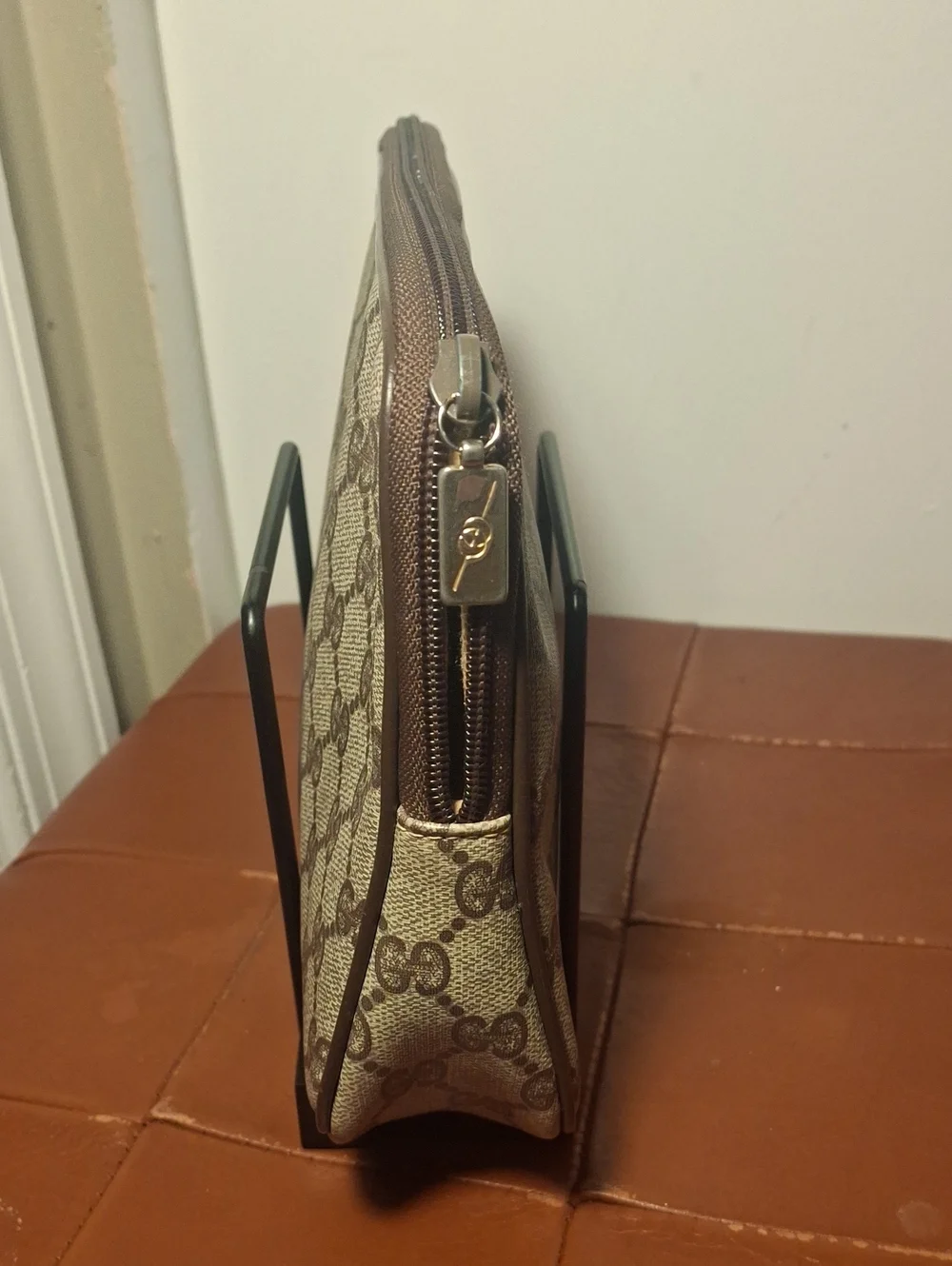Gucci Beige and Brown GG Supreme Toiletry Pouch
